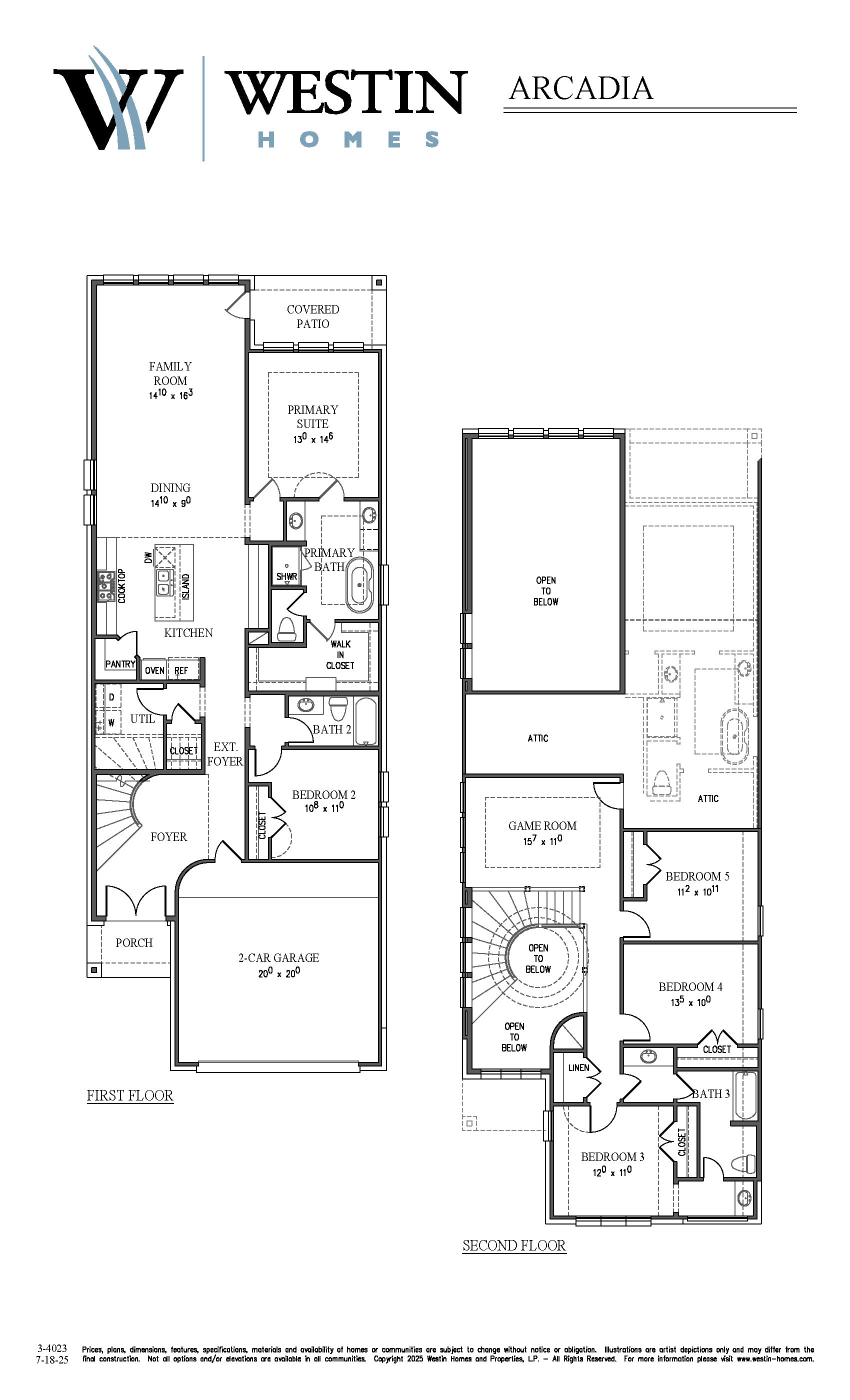 The Arcadia Floor Plan by Westin Homes