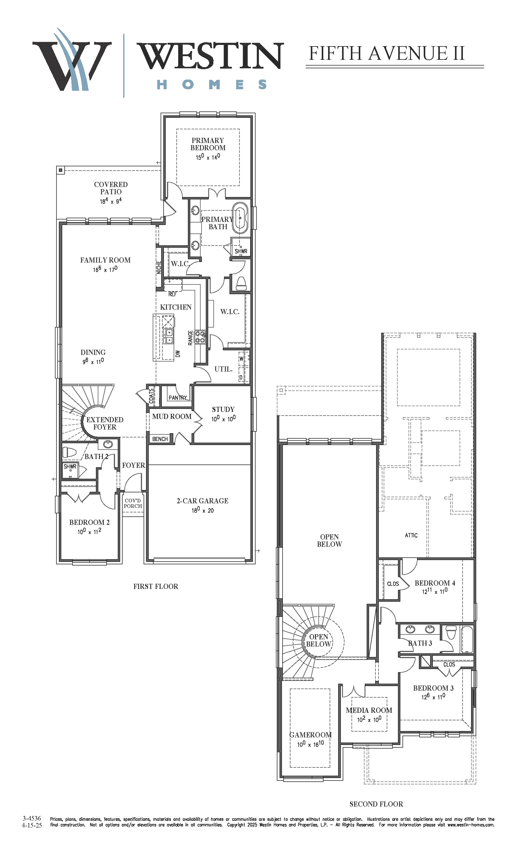 The Fifth Avenue II Floor Plan by Westin Homes