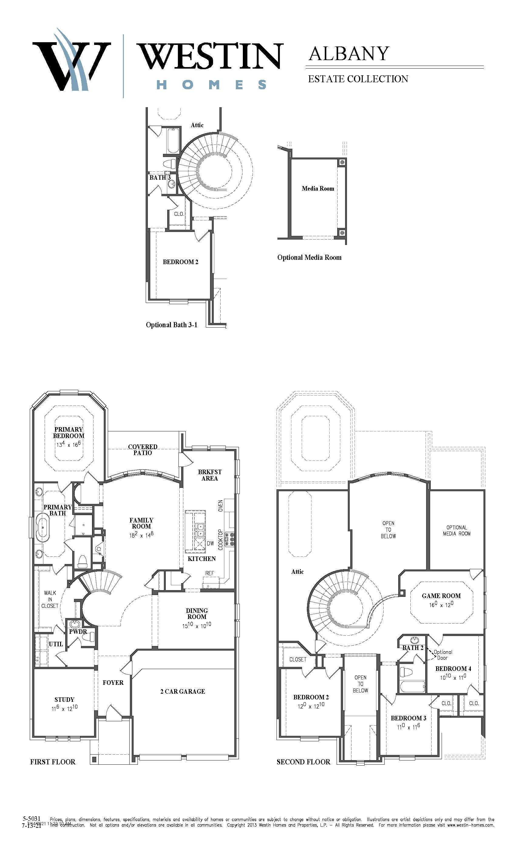 The Albany Floor Plan by Westin Homes