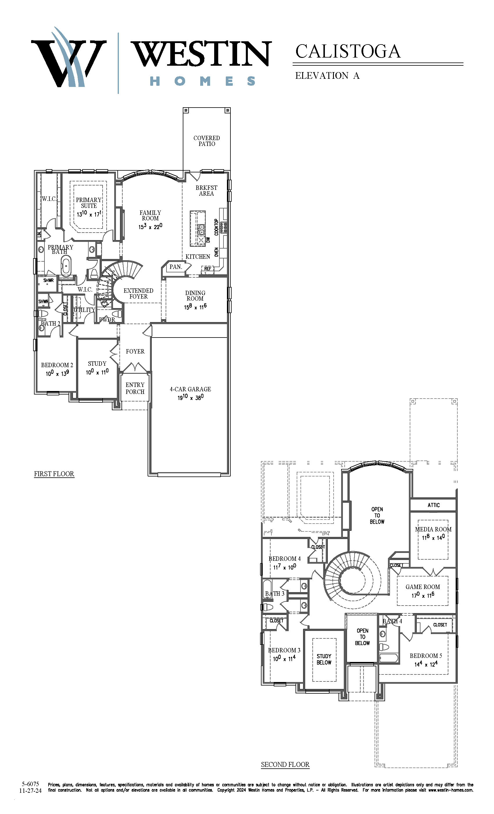 The Calistoga Floor Plan by Westin Homes