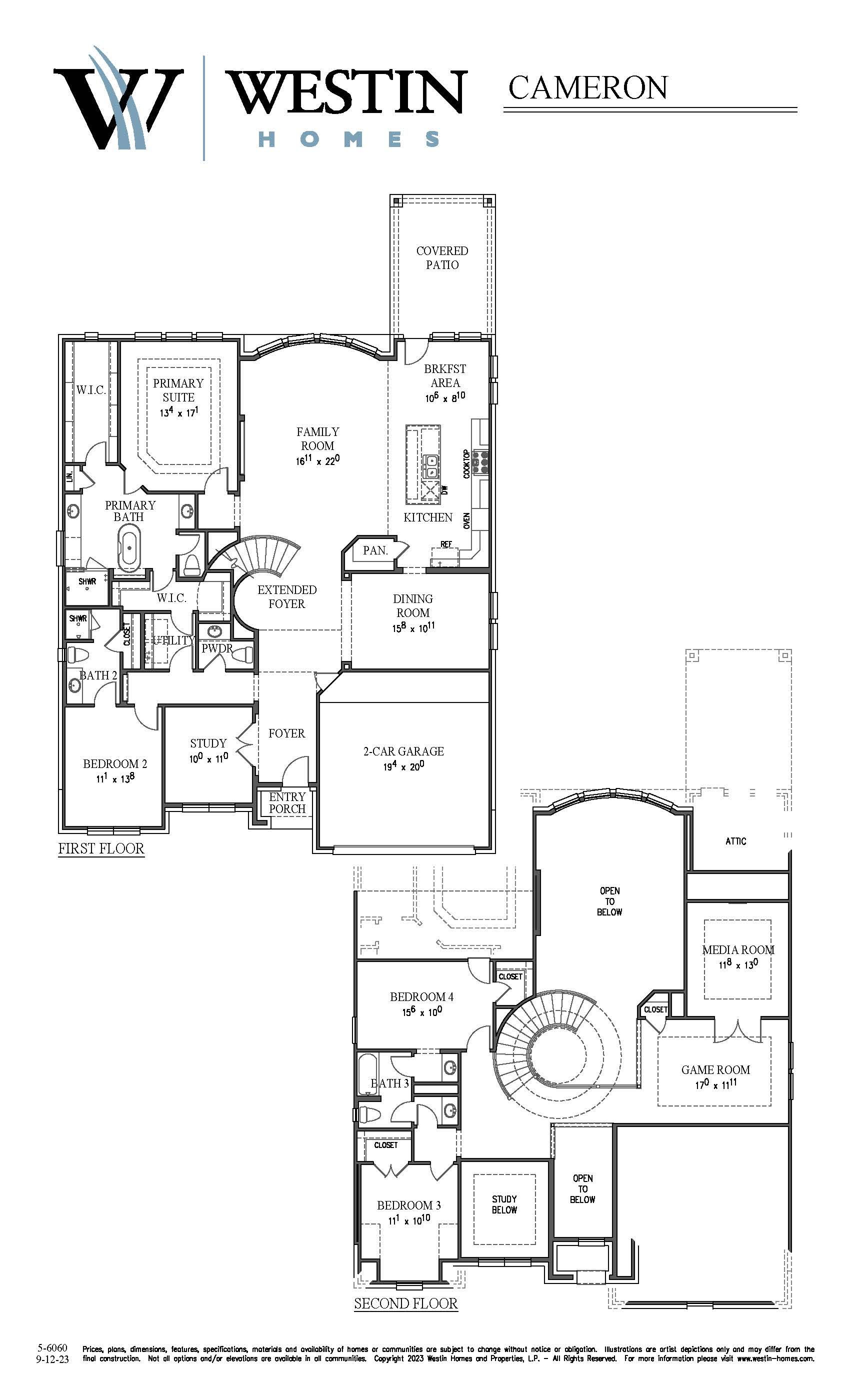 The Cameron Floor Plan by Westin Homes