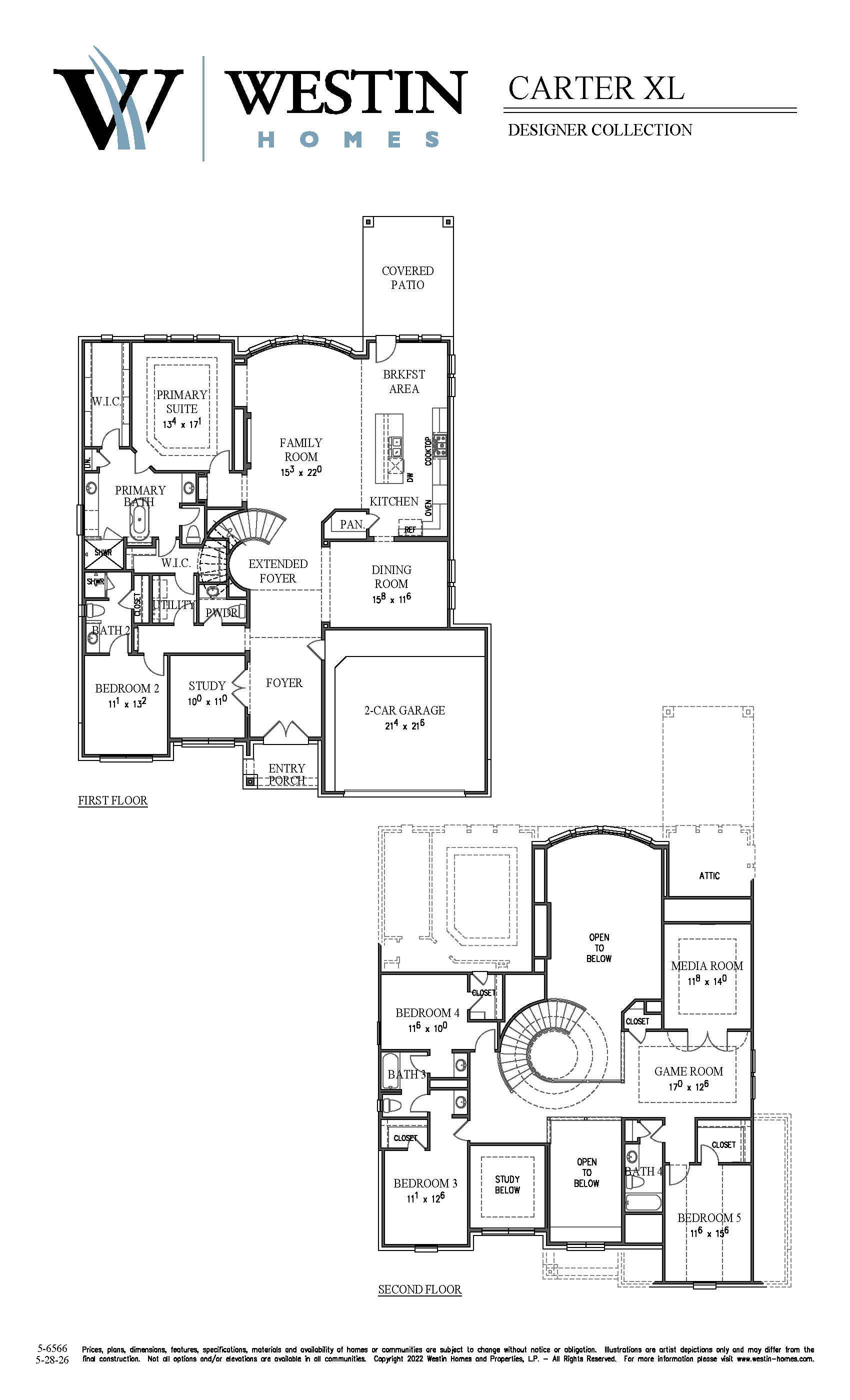 The Carter XL Floor Plan by Westin Homes
