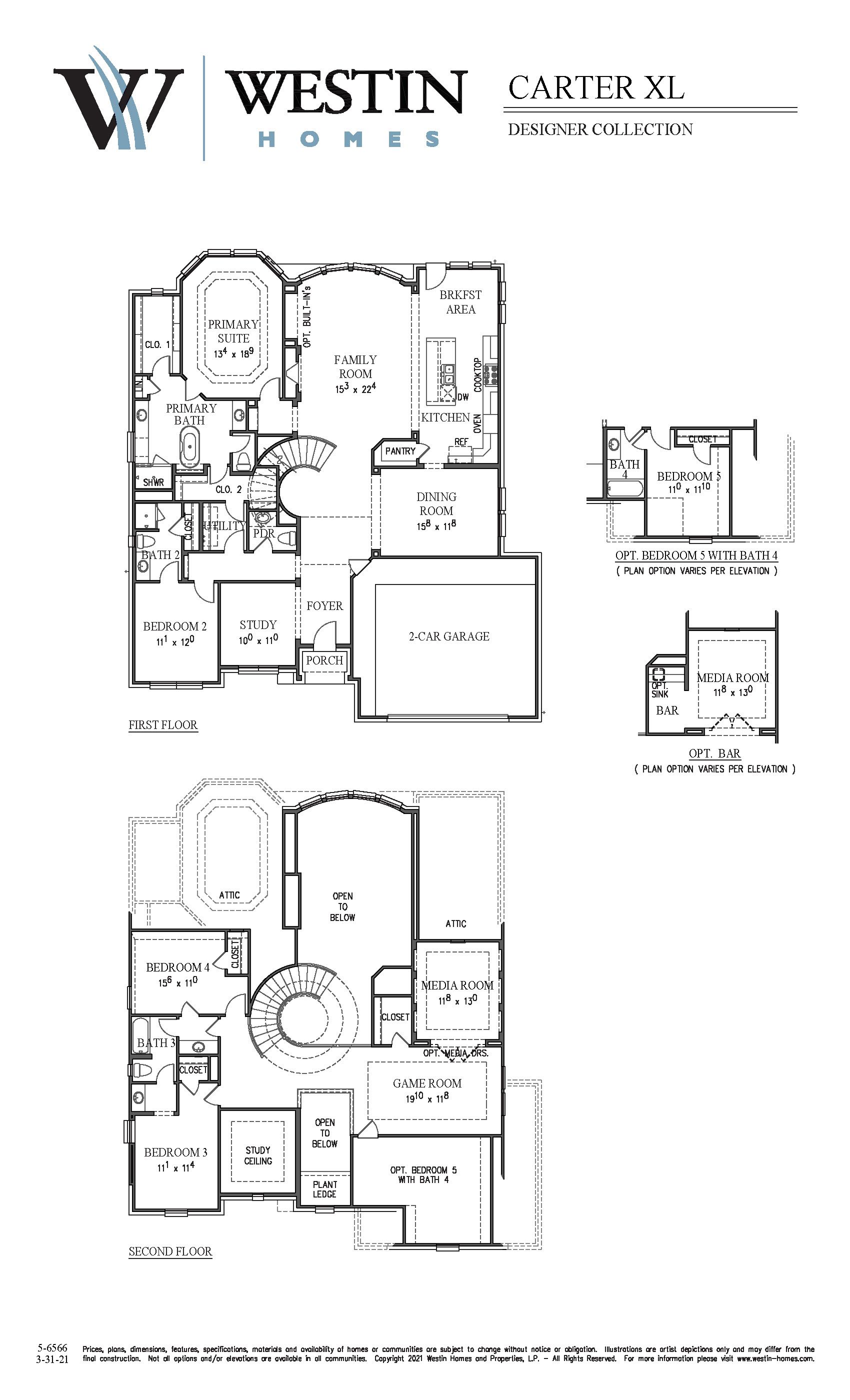 The Carter XL Floor Plan by Westin Homes
