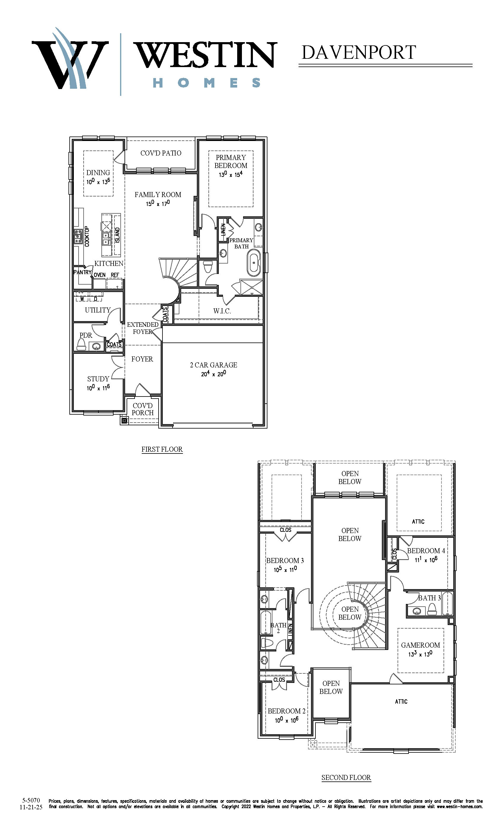 The Davenport Floor Plan by Westin Homes