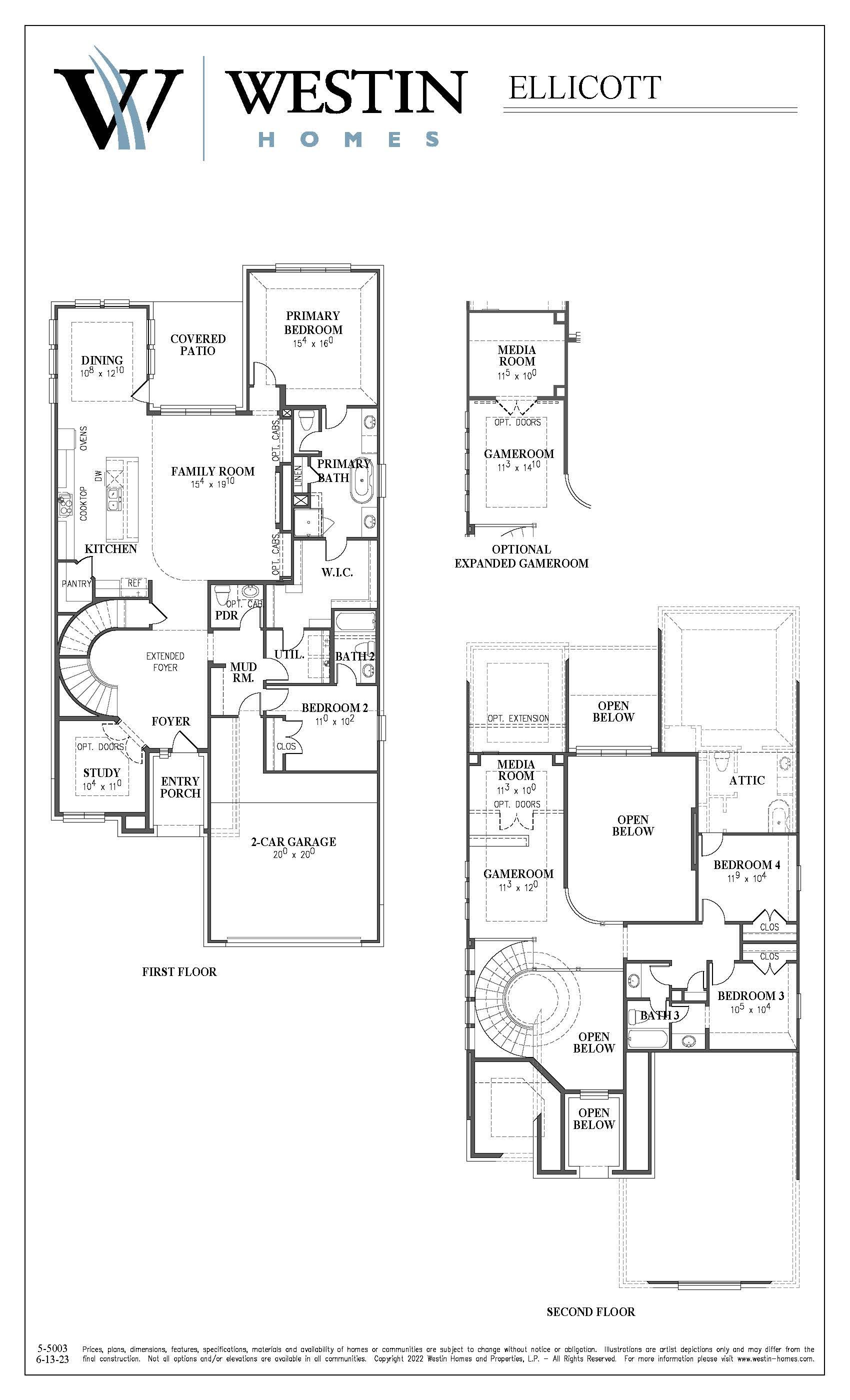 The Ellicott Floor Plan by Westin Homes