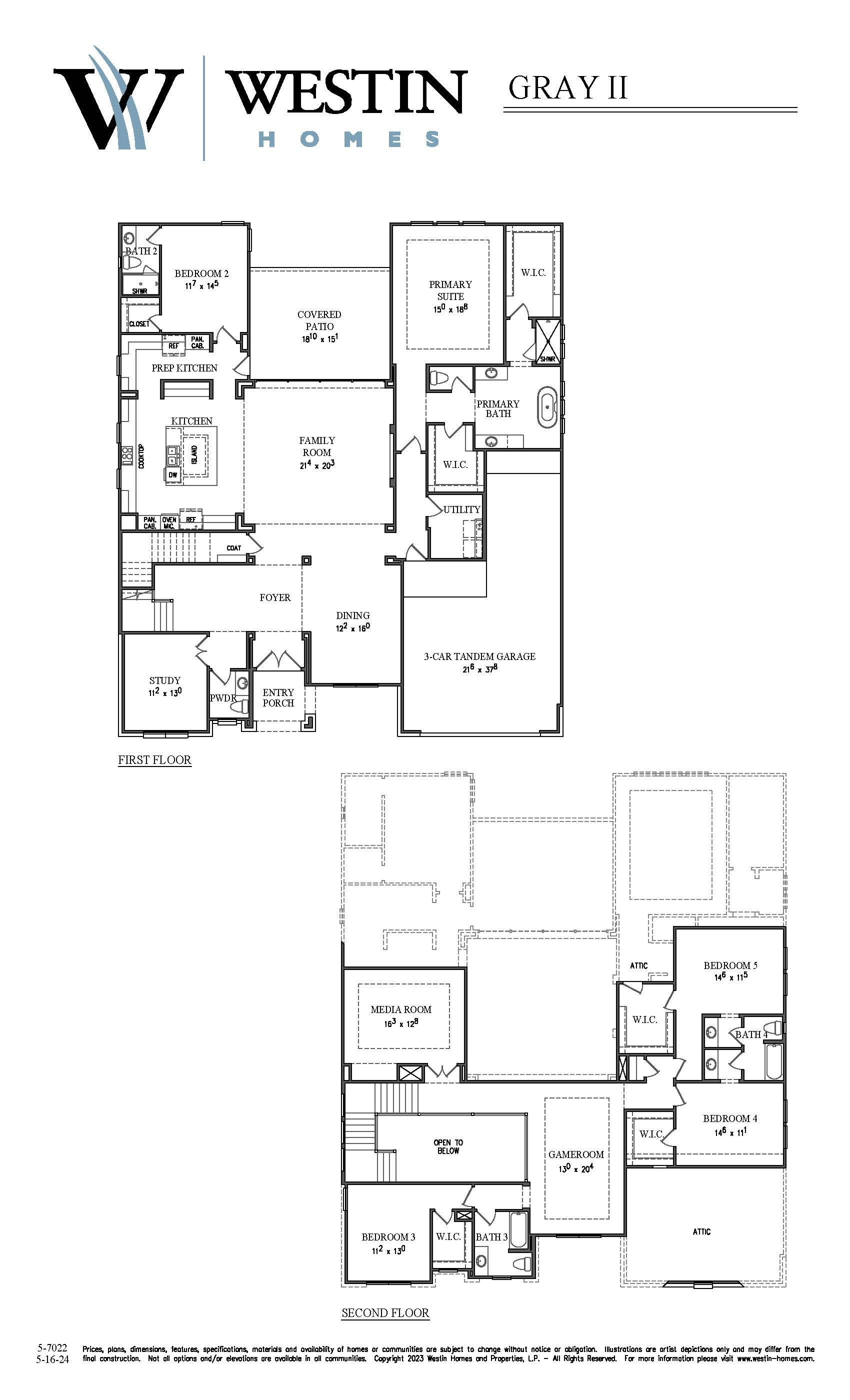 The Gray II Floor Plan by Westin Homes