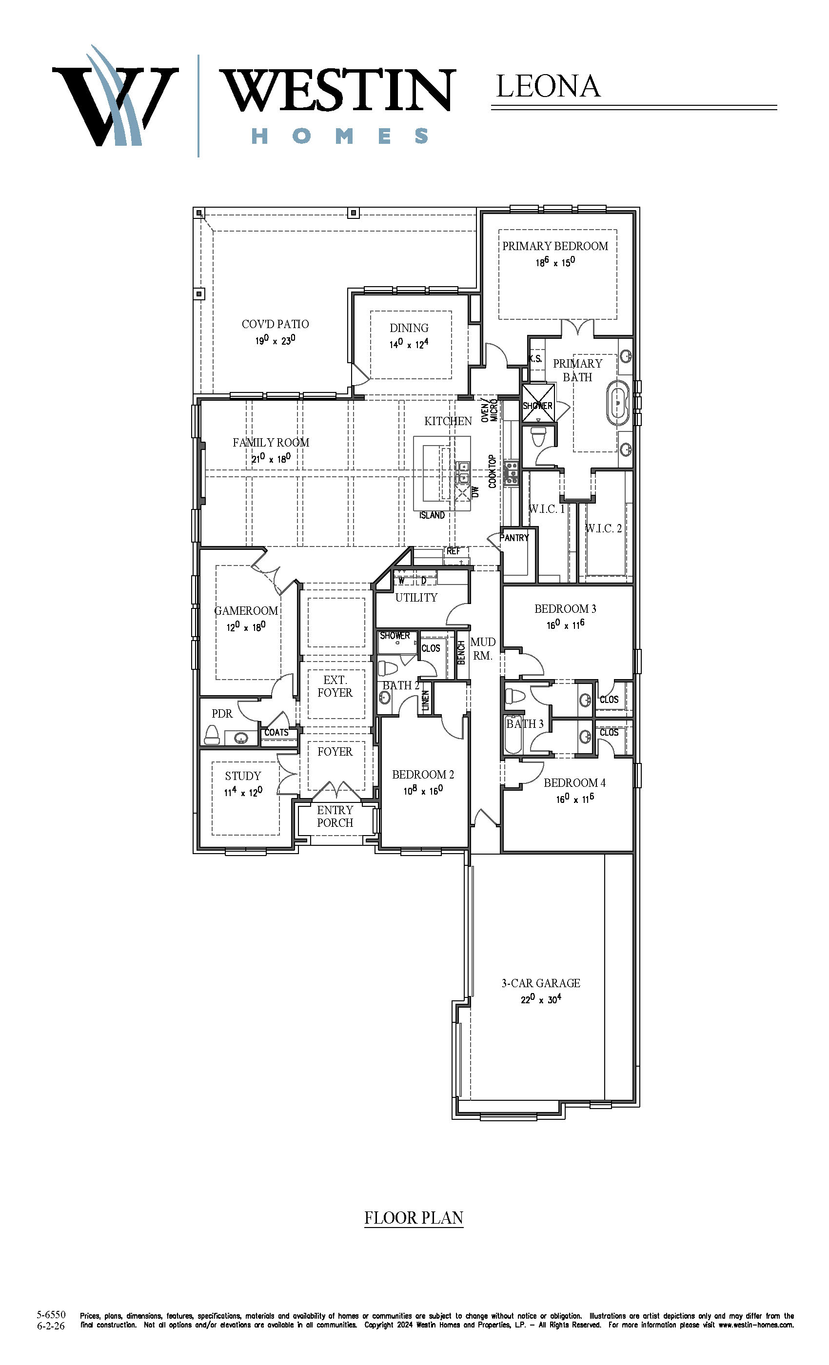 The Leona Floor Plan by Westin Homes