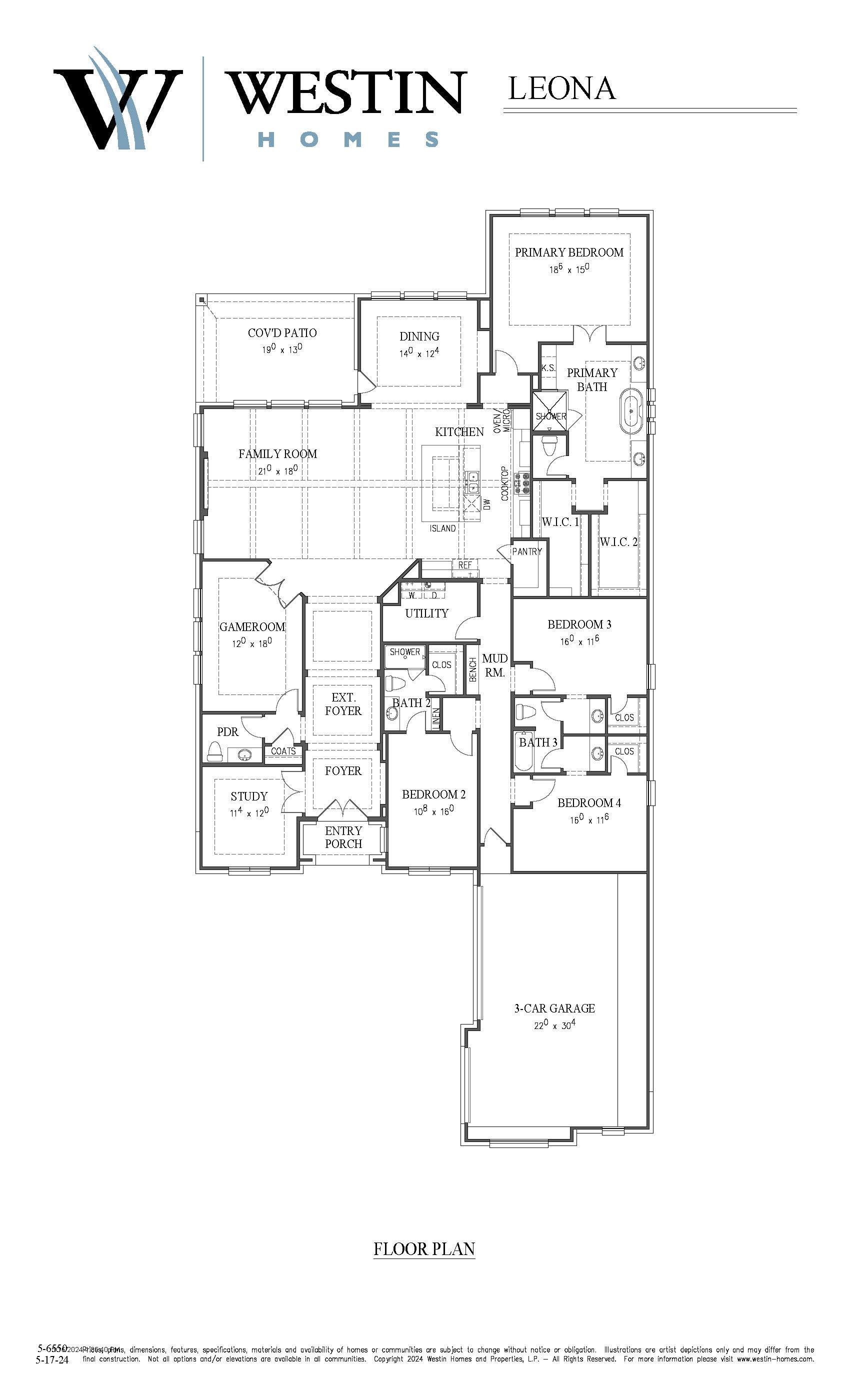 The Leona Floor Plan by Westin Homes