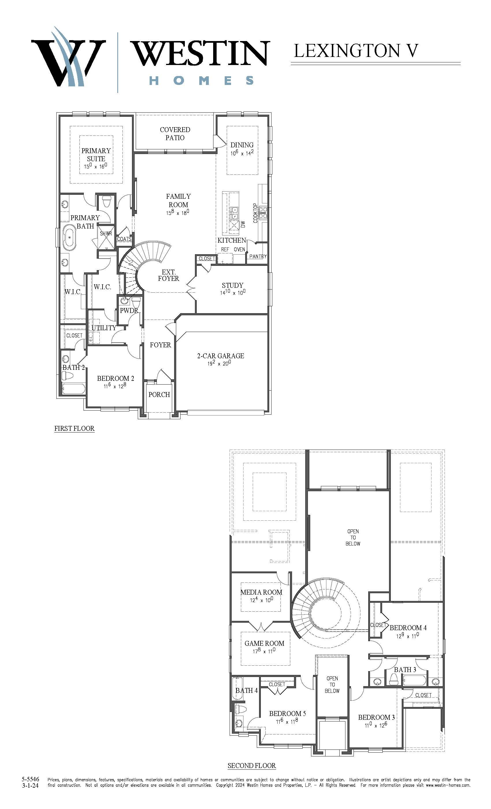 The Lexington V Floor Plan by Westin Homes