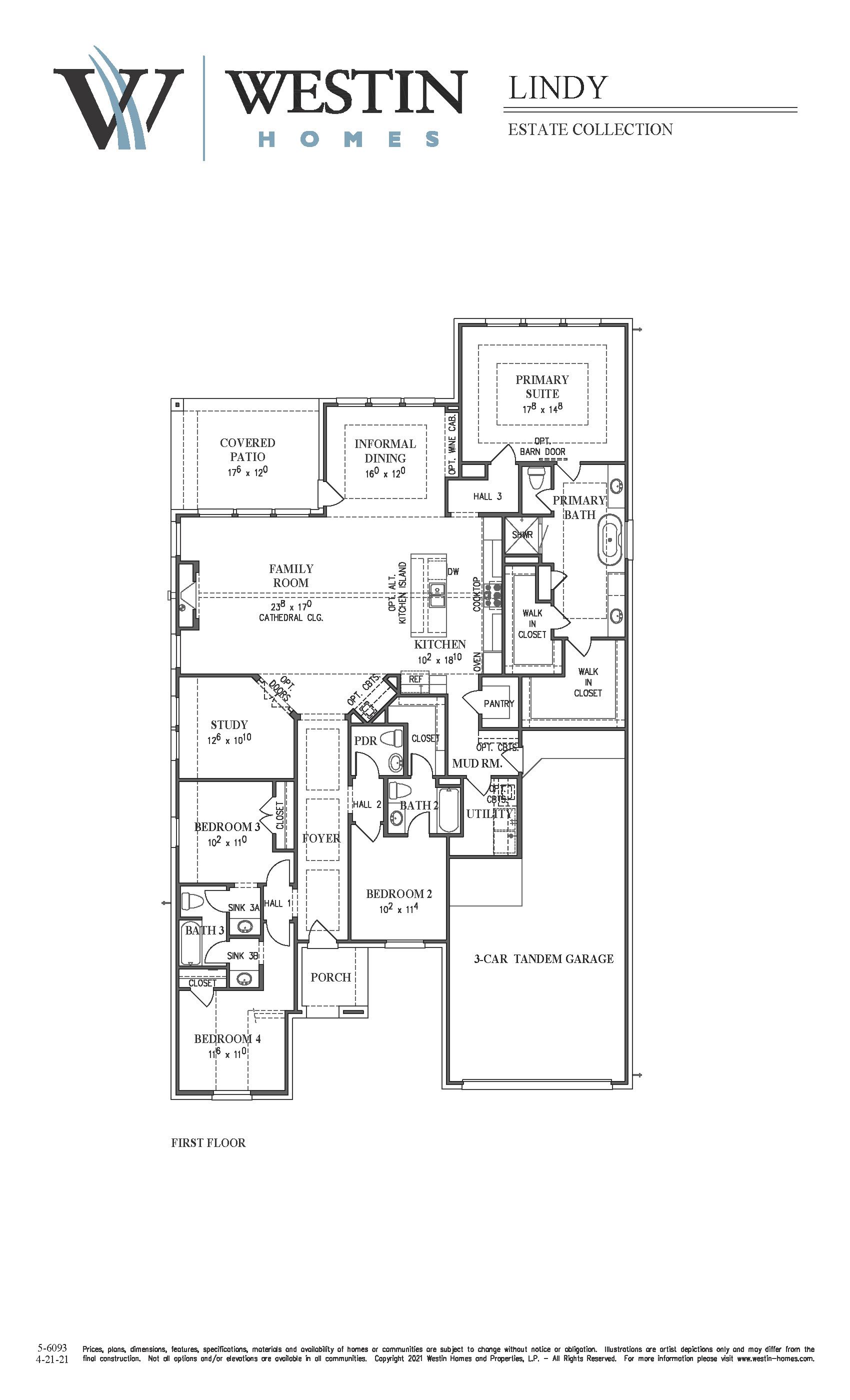 The Lindy Floor Plan by Westin Homes