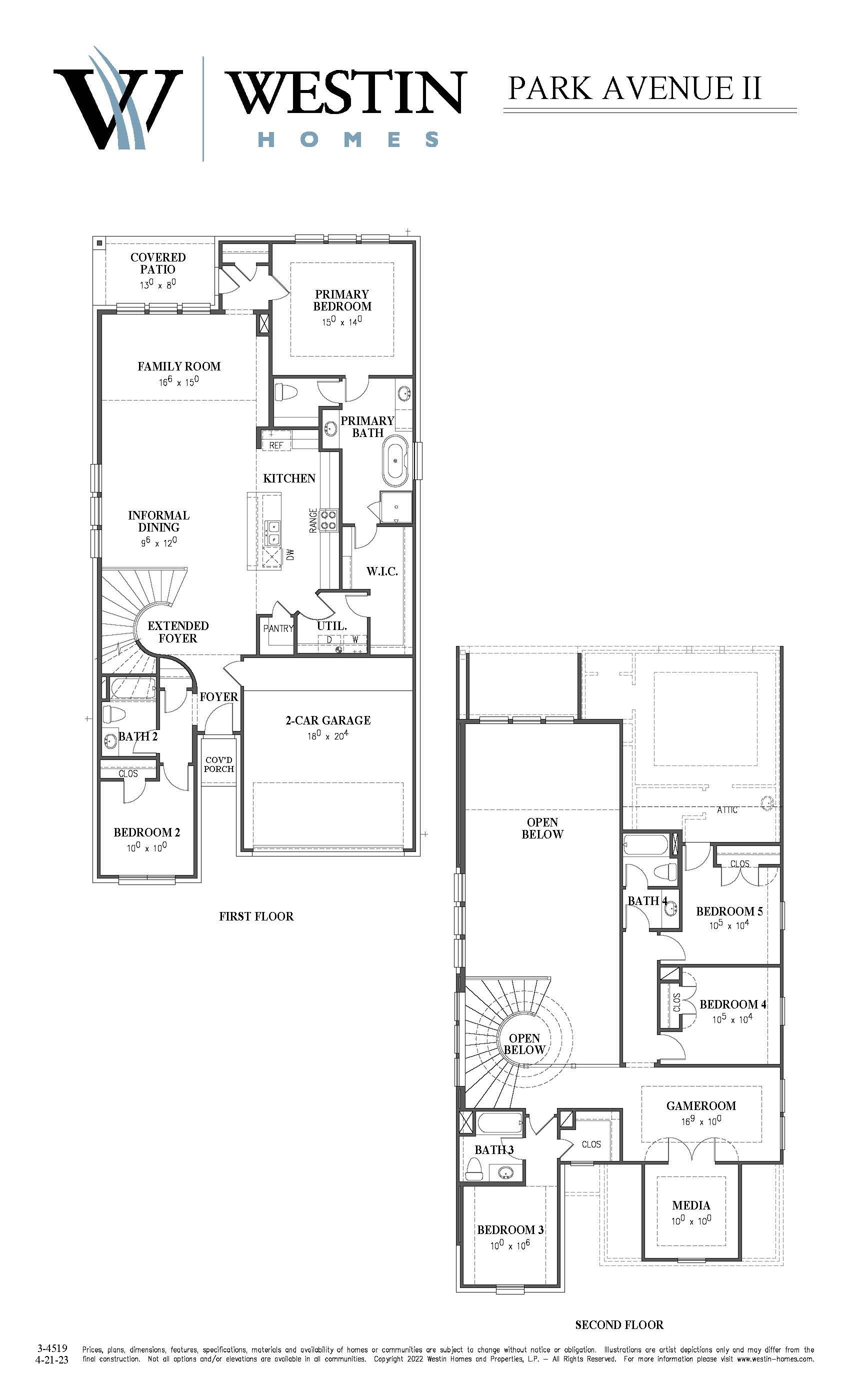 The Park Avenue II Floor Plan by Westin Homes