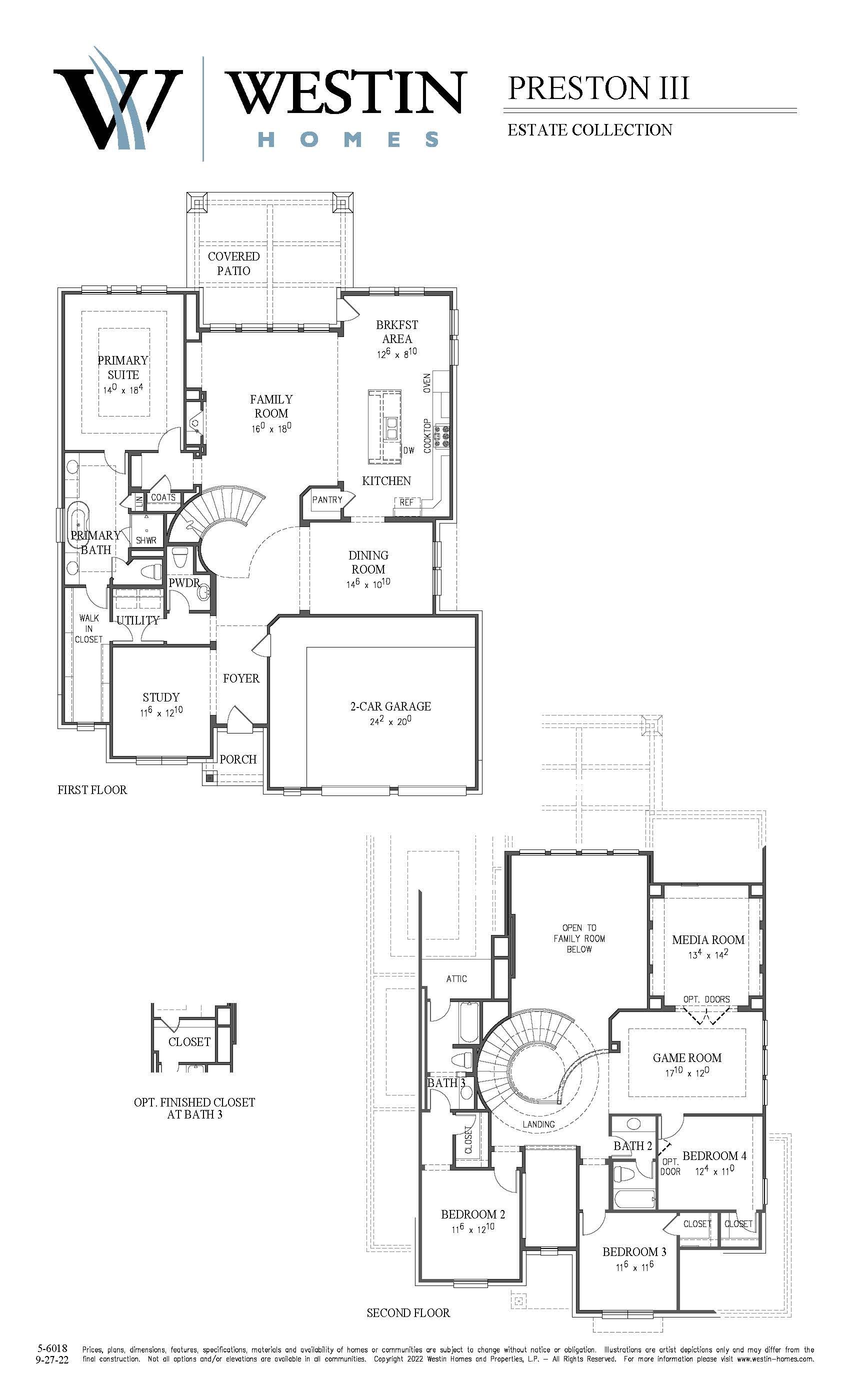 The Preston III Floor Plan by Westin Homes