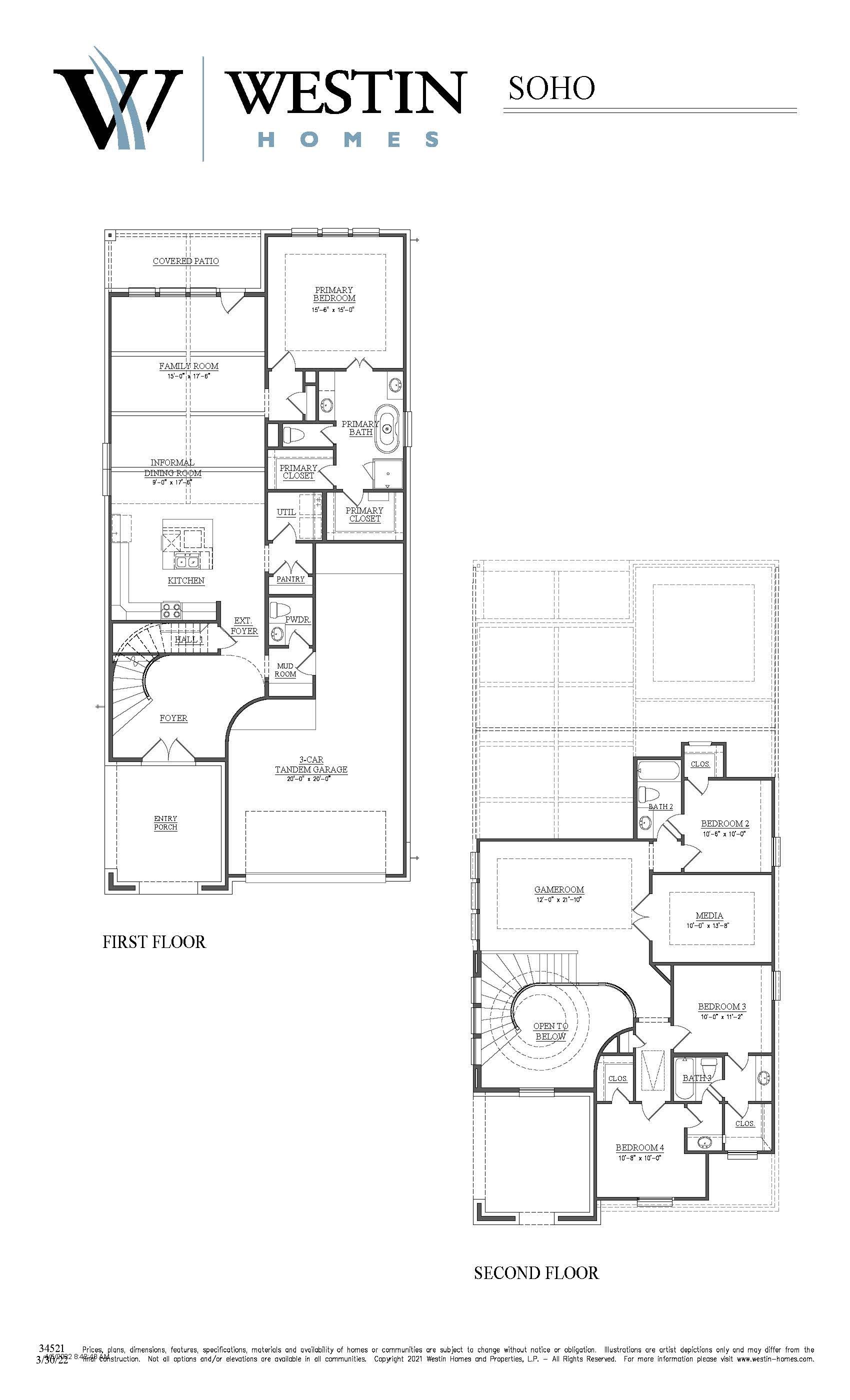 The Soho Floor Plan by Westin Homes