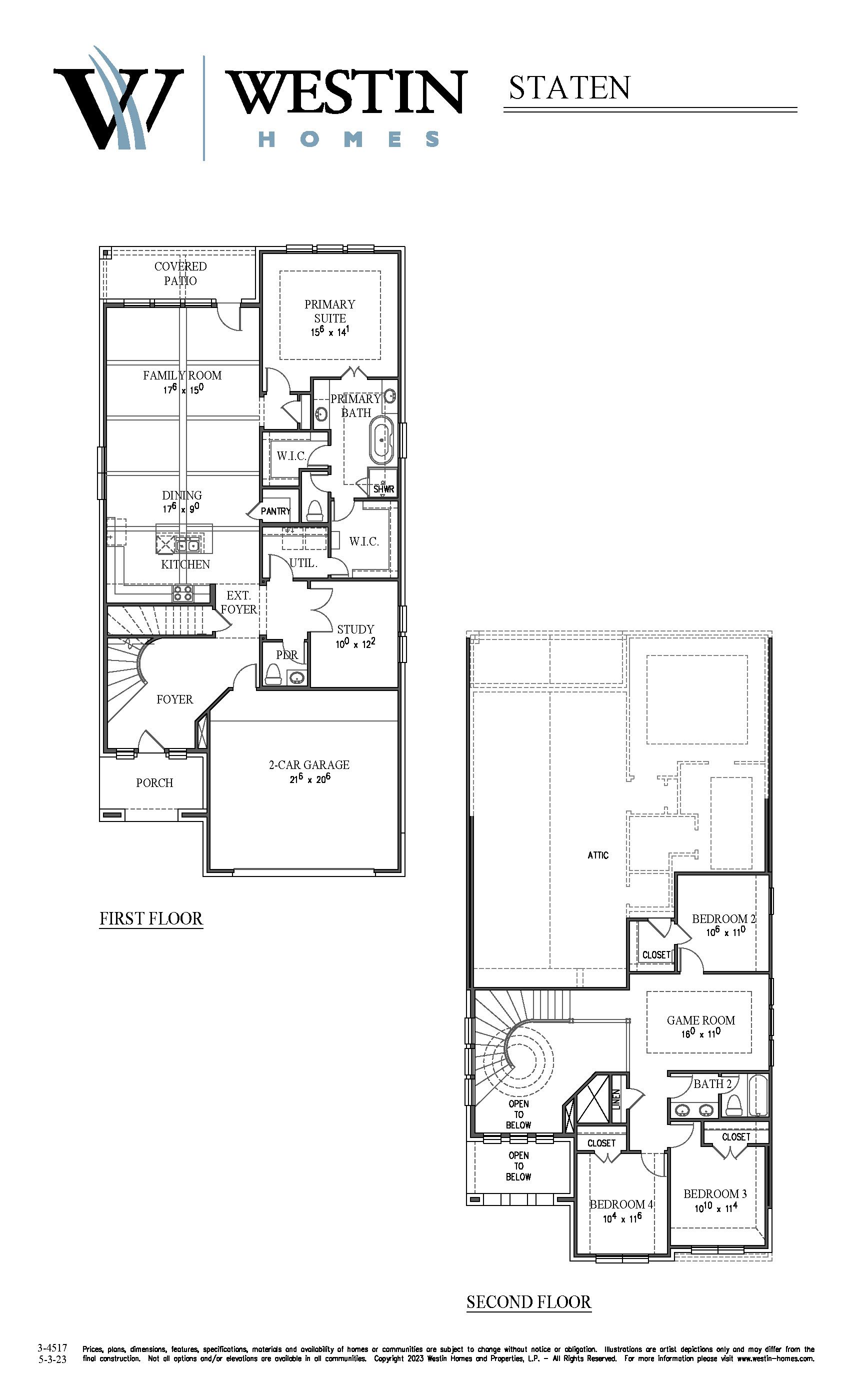 The Staten Floor Plan by Westin Homes